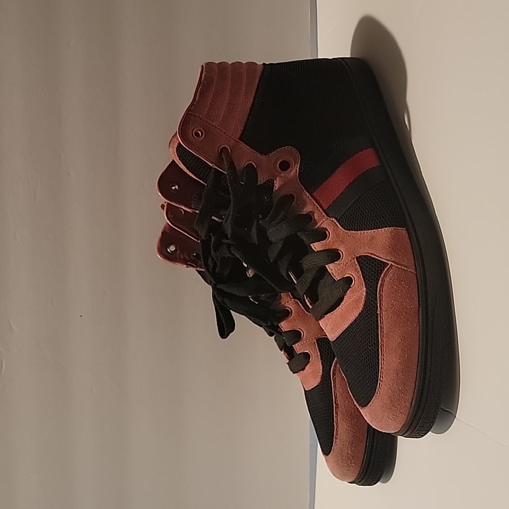 Gucci 9G pink/black web coda high top sneakers gucci size 9 men's uk 9 - Picture 2 of 9